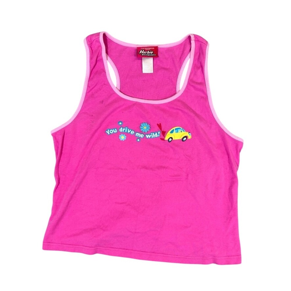 Disney Herbie Fully Loaded Pink Graphic Tank You Drive Me Wild Y2K Sleeveless